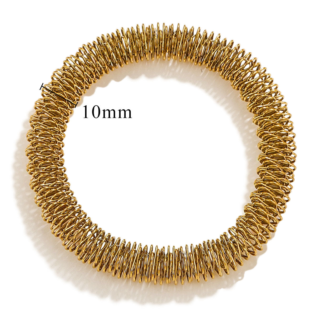 C Shape Bangle in Gold Titanium Steel with Electroplated Golden Plated Finish, Unisex Design