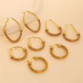 Simple Style Round Earrings for Women with 316 Stainless Steel Ear Pins and 18K Gold Plated 304 Stainless Steel Design