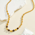 Geometric Necklace in 304 Stainless Steel with 18K Gold PVD Coating and Natural Stone Inlay