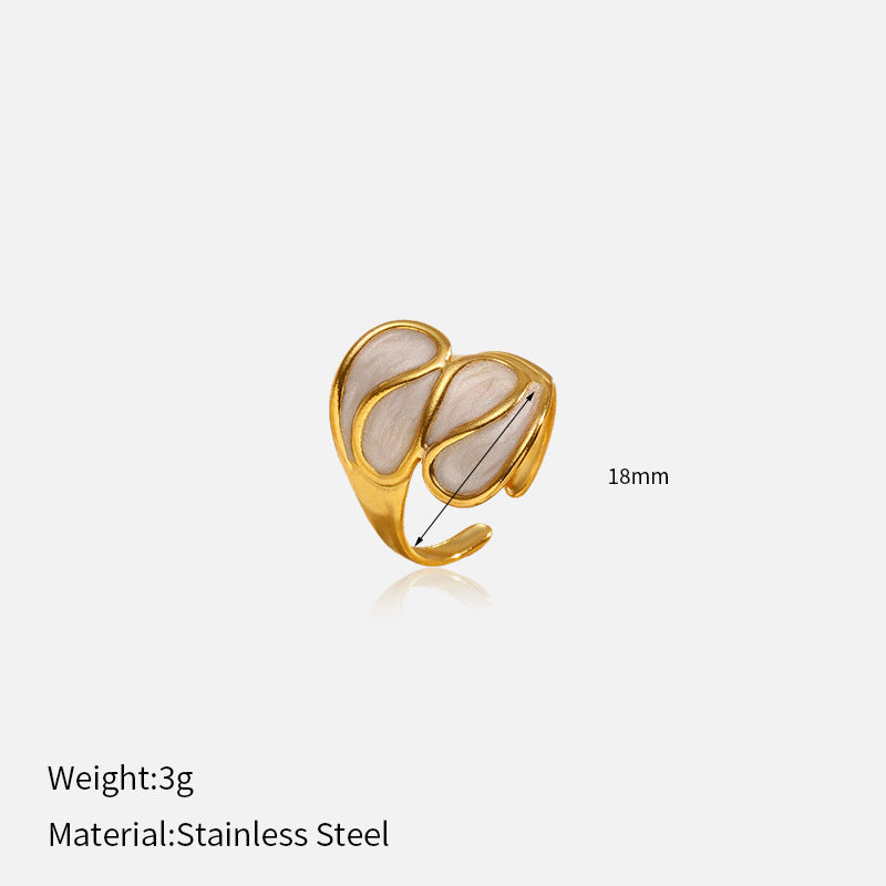 Round Enamel Open Ring for Women in Durable Titanium Steel
