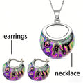 Bohemian Style Abstract Pendant Necklace in Glass Material, Unisex Design, 2 Pieces Set