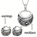 Zebra Pendant Necklace in Glass Featuring Bohemian Style, Unisex Design, 3 Pieces Set