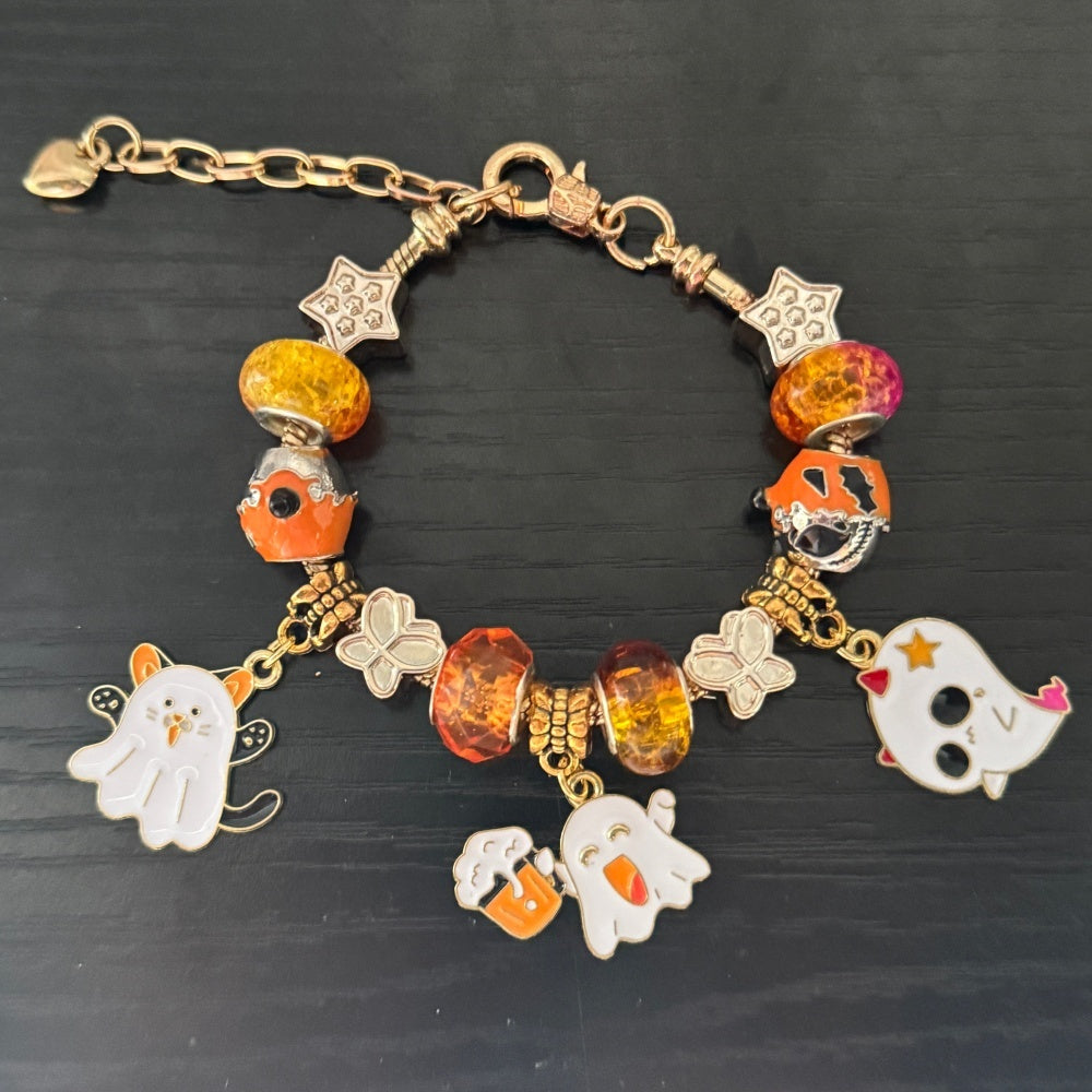 Elegant Handmade Gold Pumpkin Bracelet for Women with Alloy Handmade Chain