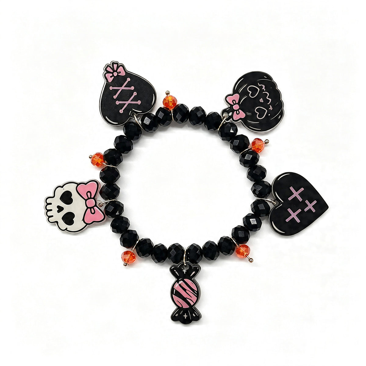 Unisex Pumpkin Beading Acrylic Bracelets in Cartoon Style featuring Acrylic Inlay