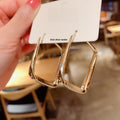 Exaggerated Geometric Gold Hoop Earrings for Women with 925 Sterling Silver Posts, Alloy Design