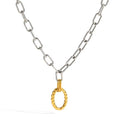 Oval Electroplated Jewelry Set  In 304 Stainless Steel With 18K Real Gold Plated PVD Coated Finish And Paperclip Chain