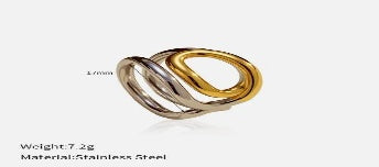 Geometric Heart Shape 304 Stainless Steel Mixed Metal Plating Rings-Size 6